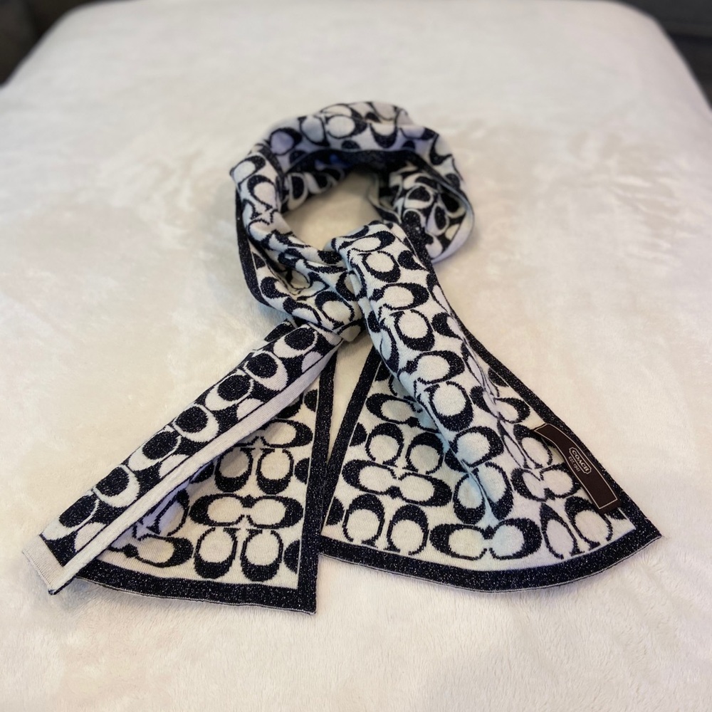 Coach Black and White Signature Scarf